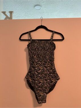 NEW - DownEast Swim Navy Floral One-Piece with Smocked Bodice